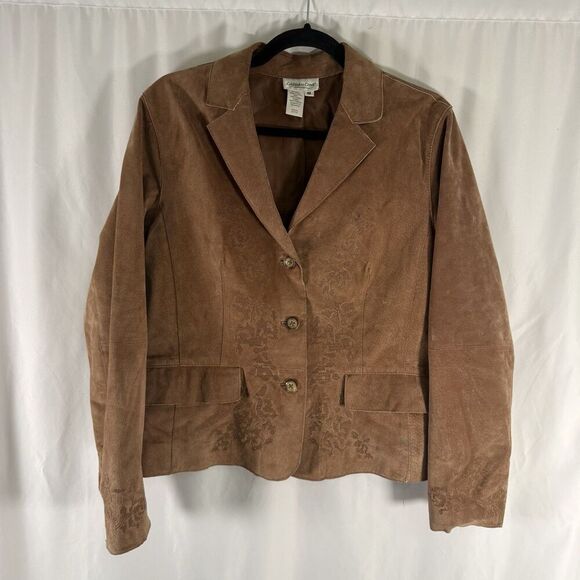 Coldwater Creek Jackets & Blazers - Coldwater Creek Leather Jacket Women's Medium Brown 3 Button Front Pockets